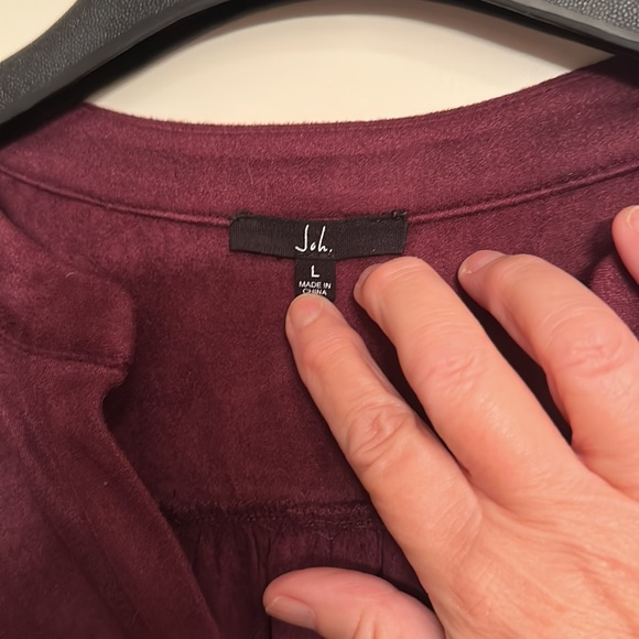 Joh Abia Stretch Suede Top Color Mulberry Size Large - Picture 8 of 9